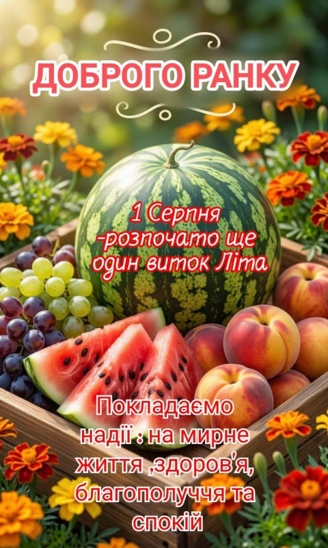 Листівка Доброго ранку 1 серпня: літні побажання миру та спокою