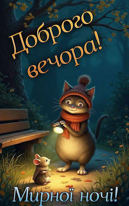 Листівка Доброго вечора та мирної ночі 