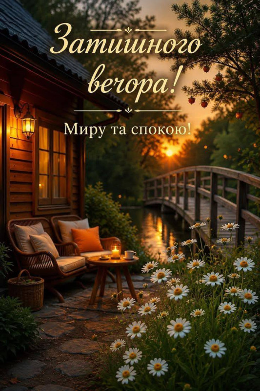 Листівка Затишного вечора: привітання з миром та спокоєм