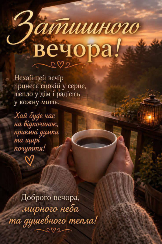 Листівка Затишного вечора - тепле побажання 