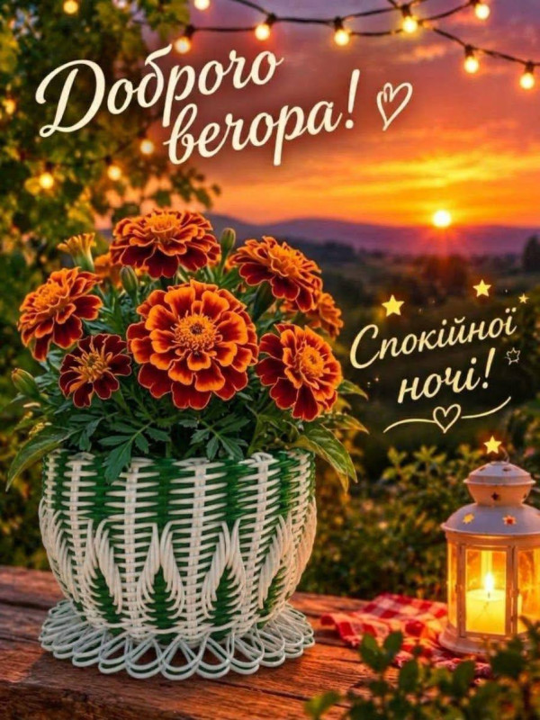 Листівка Доброго вечора та спокійної ночі