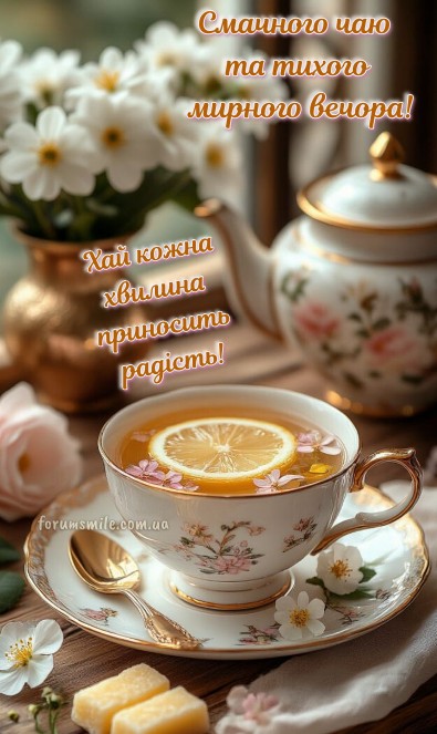 Листівка Смачного чаю та тихого мирного вечора