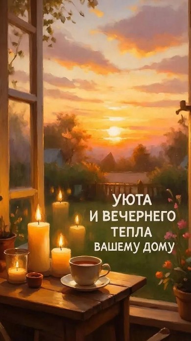 Листівка з побажанням затишку та вечірнього тепла