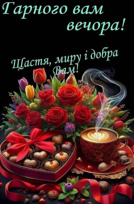 Листівка з написом Гарного вам вечора!