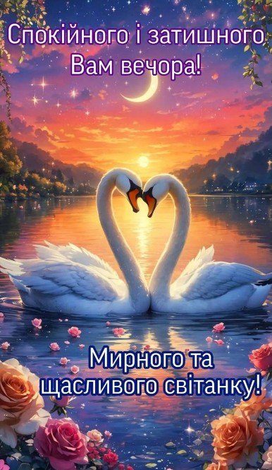 Листівка з побажанням спокійної ночі та мирного світанку