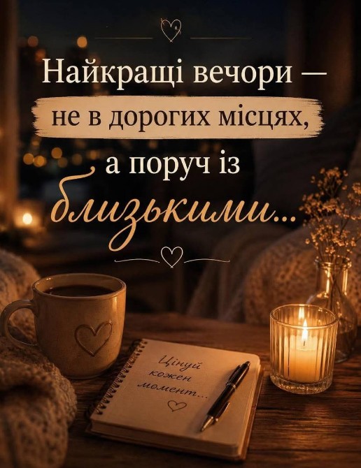 Листівка Найкращі вечори з близькими — затишний вечір