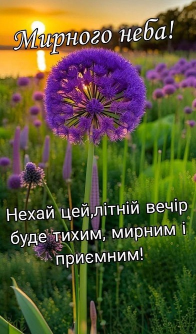 Мирного неба та побажанням тихого літнього вечора