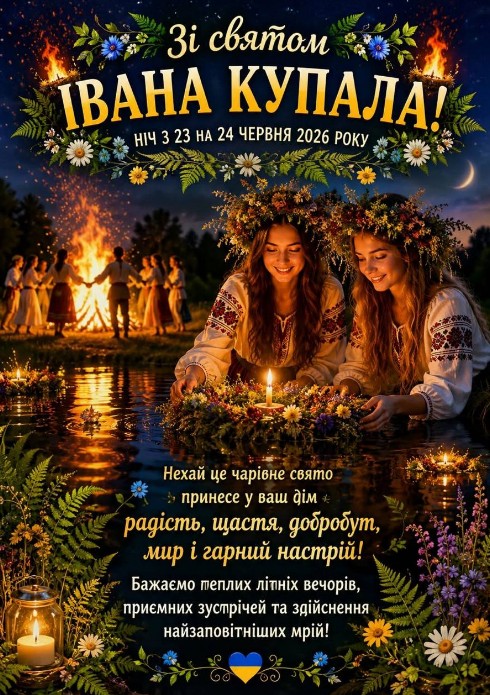Листівка зі святом Івана Купала – вітання та побажання