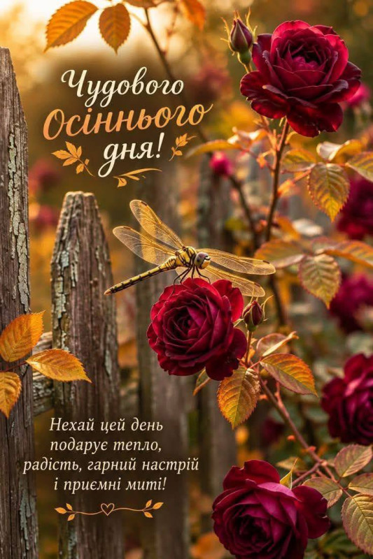 Листівка Чудового осіннього дня з трояндами 