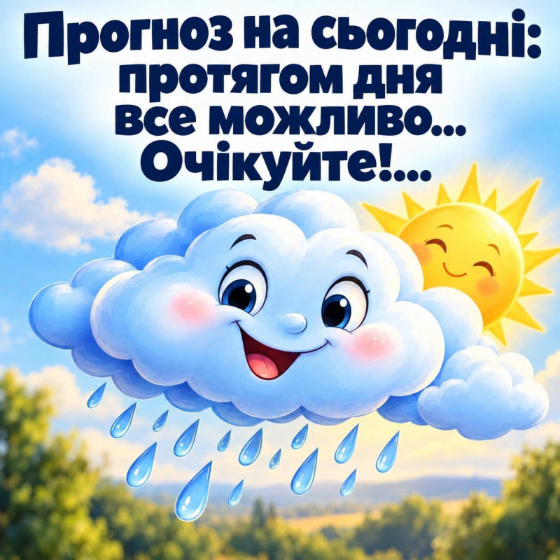 Листівка з побажанням гарного дня та позитивним прогнозом
