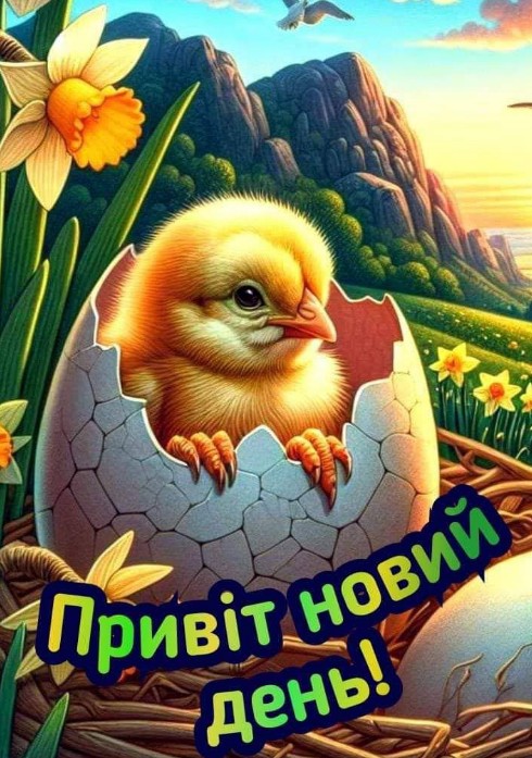 Весняна вистівка, Привіт новий день! з милим курчам