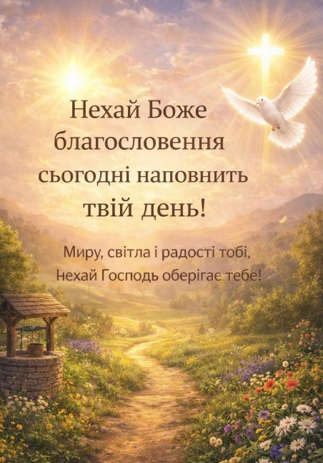 Душевна листівка з Божим благословенням та голубом