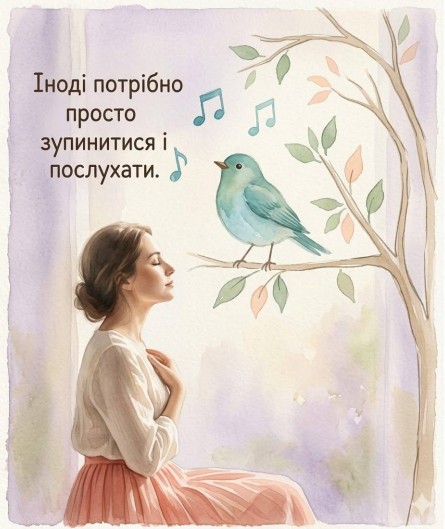 Листівка Зупинись і послухай 