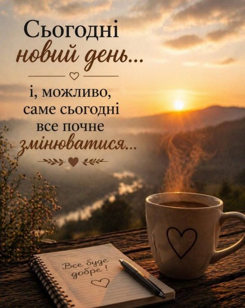 Листівка з побажанням доброго дня та натхнення