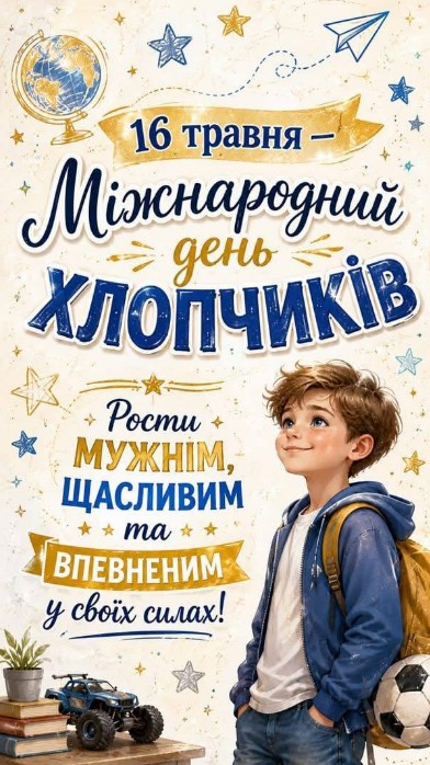 Листівка до Міжнародного дня хлопчиків 16 травня