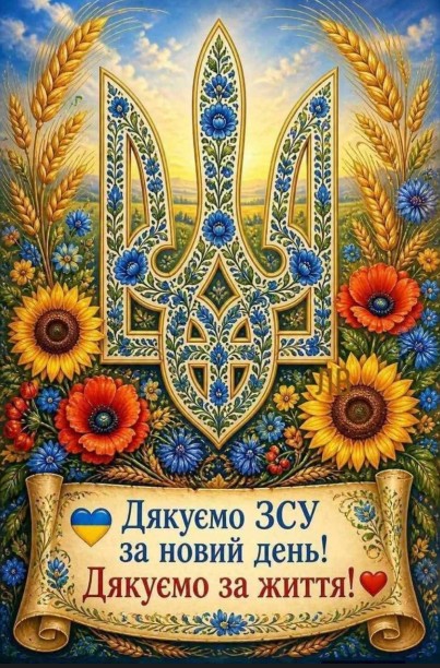 Патріотична листівка Дякуємо ЗСУ за новий день
