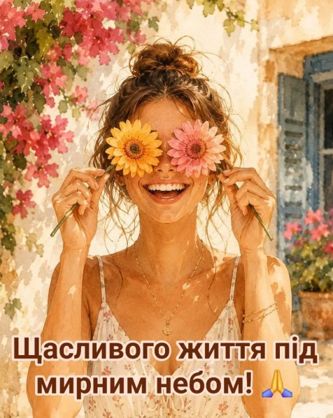 Листівка Щасливого життя під мирним небом