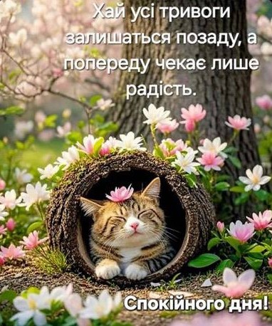 Листівка з побажання спокійного дня та радості