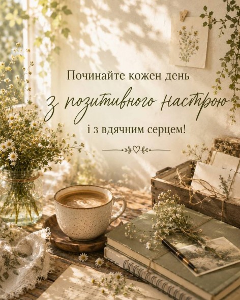 Листівка з побажанням доброго дня та натхнення