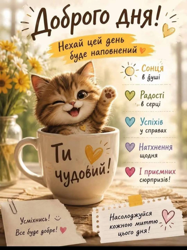 з побажаннями доброго дня та позитивними фразами