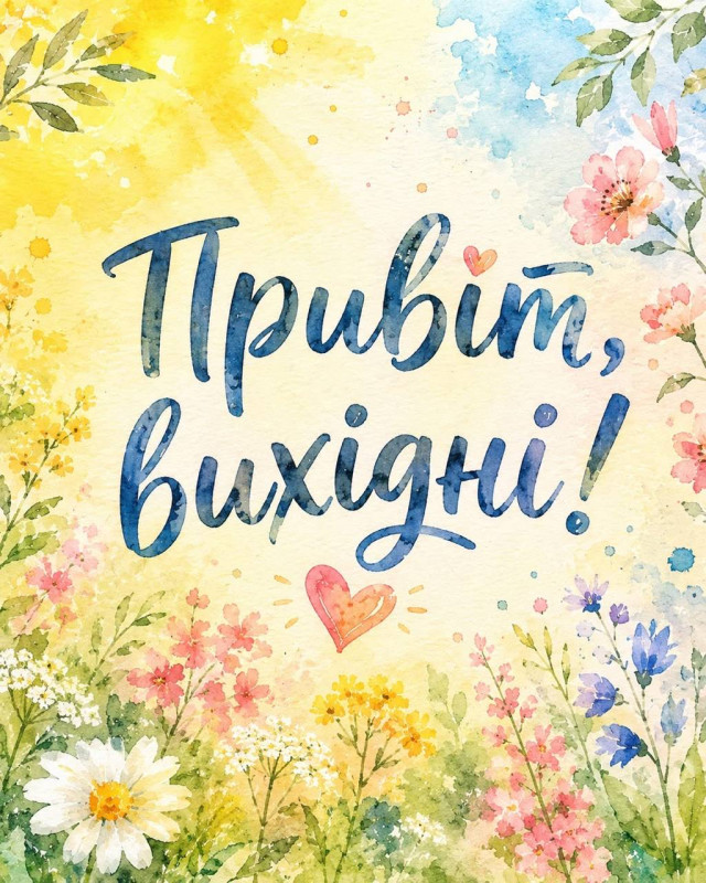 Привіт вихідні на фоні яскравих польових квітів та сонячного світла
