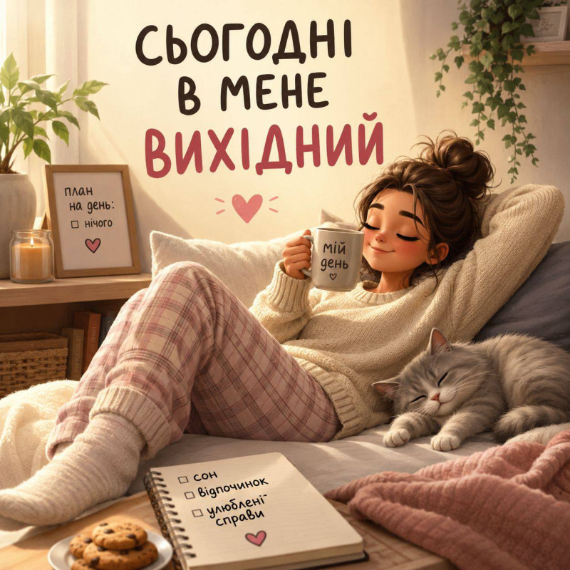 Листівка Сьогодні в мене вихідний 