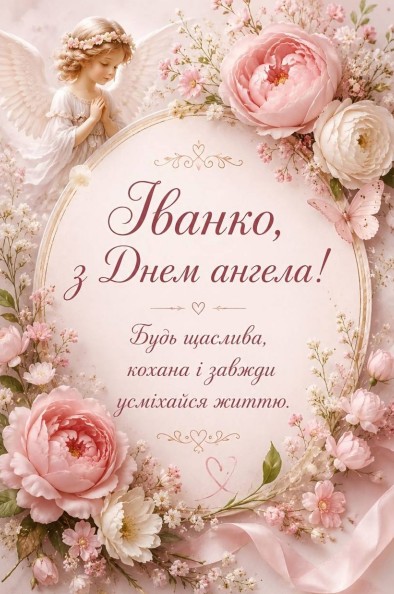 Вітальна листівка з Днем ангела для Іванки