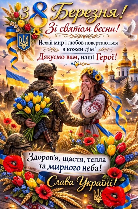 Патріотична листівка до 8 березня: Героям України
