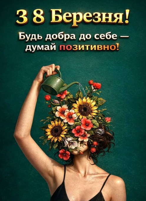 Листівка до 8 Березня: будь добра до себе, думай позитивно