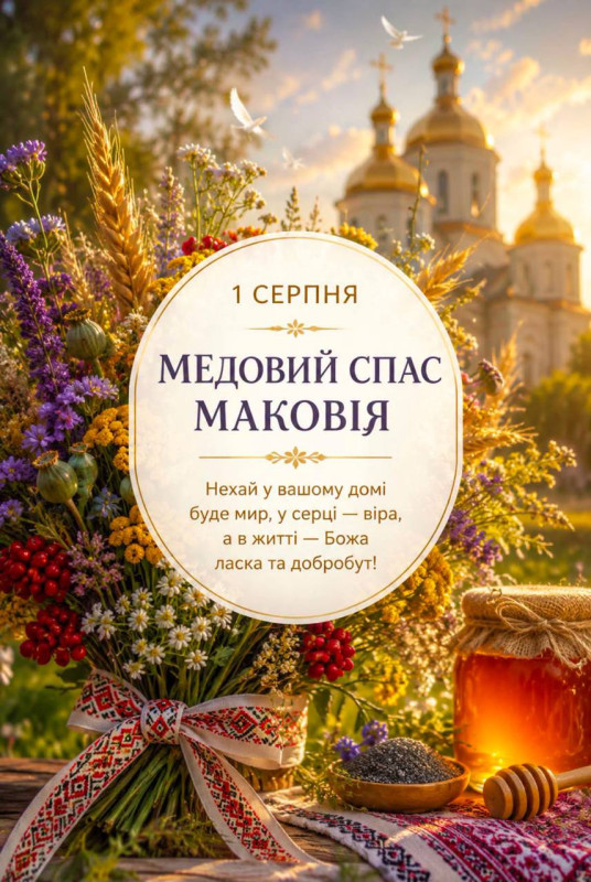 Листівка на Медовий Спас та Маковія 1 серпня
