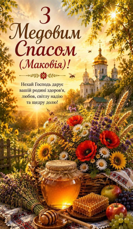Вітальна листівка на Медовий Спас (Маковія)