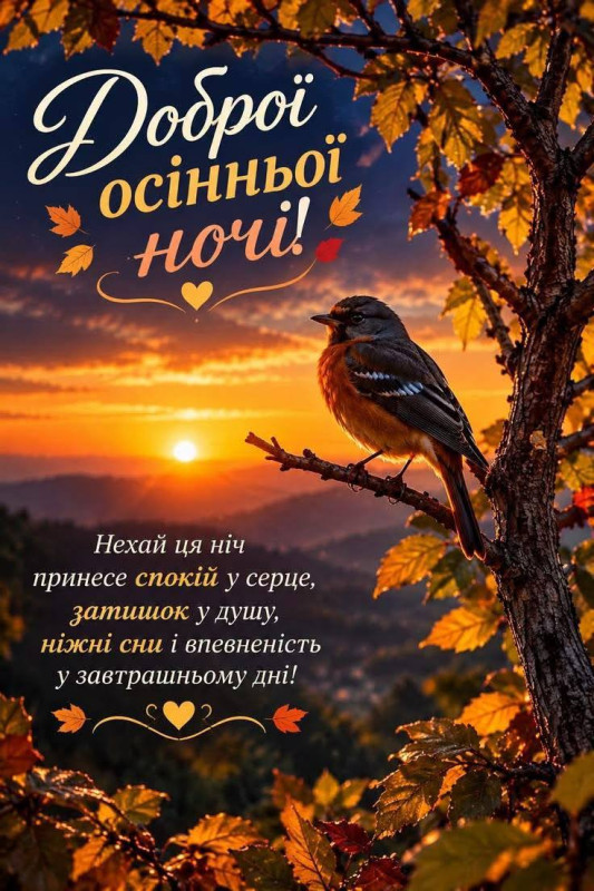 Листівка Доброї осінньої ночі: гарне побажання