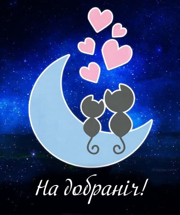 Котики сидять на місяці і бажають добраніч