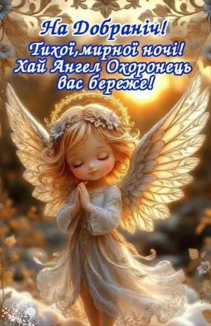 Нехай ангел завжди береже від негараздів! Доброї, тихої ночі!