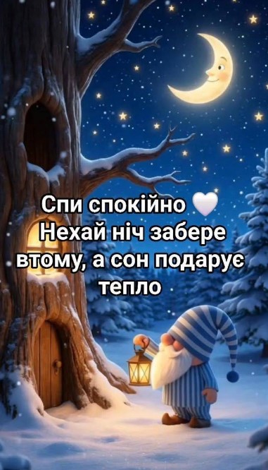 Нехай ніч буде тиха та спокійна! Солодких снів!