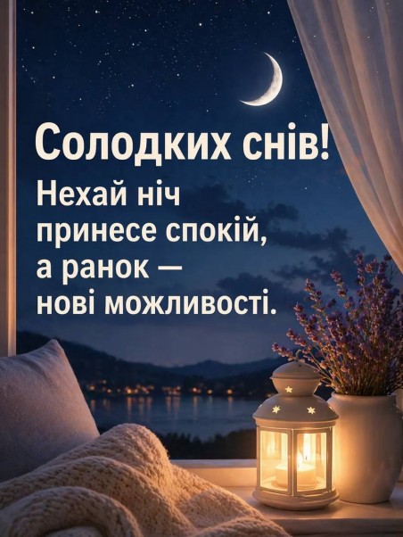 Листівка Солодких снів, побажання спокійної ночі та ранку