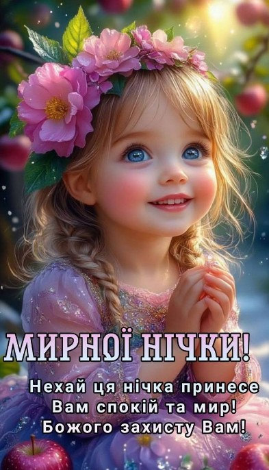 Листівка Мирної нічки, побажання спокою та Божого захисту