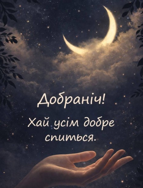Листівка Добраніч та теплі побажання