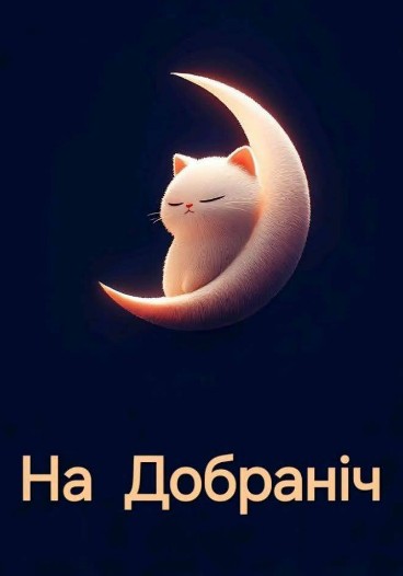 Листівка На добраніч з милим котиком на місяці