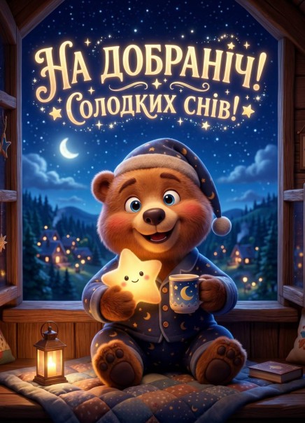 Листівка На добраніч, солодких снів 