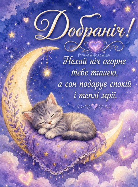 Листівка з побажанням добраніч, солодких снів