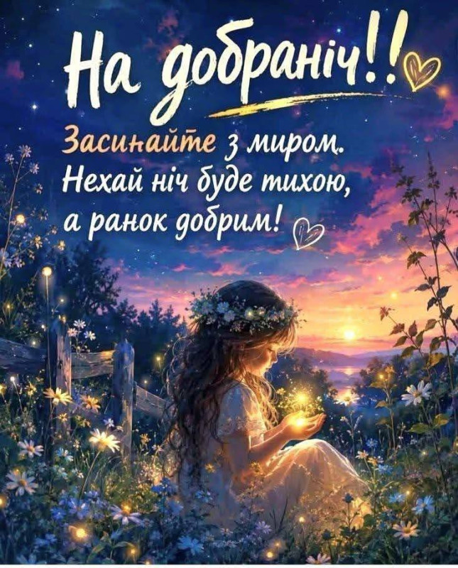 На добраніч з теплими побажаннями для рідних та друзів.