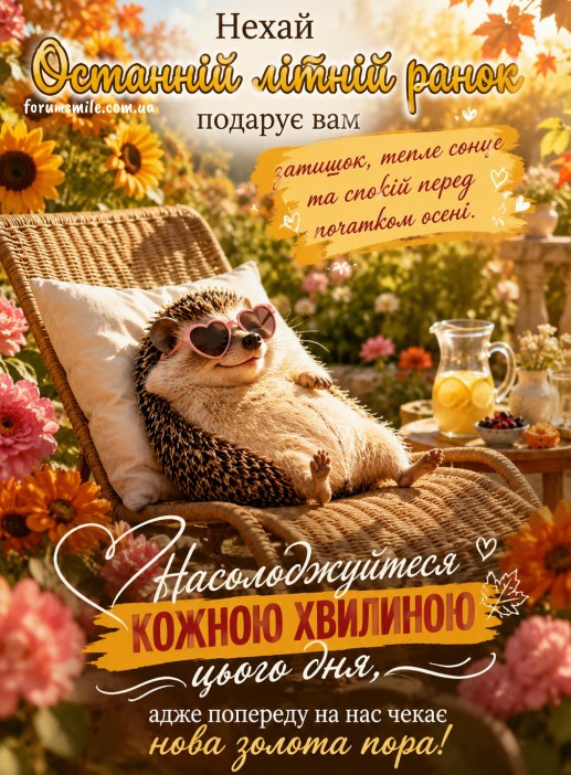 Листівка Останній літній ранок: побажання на кінець літа