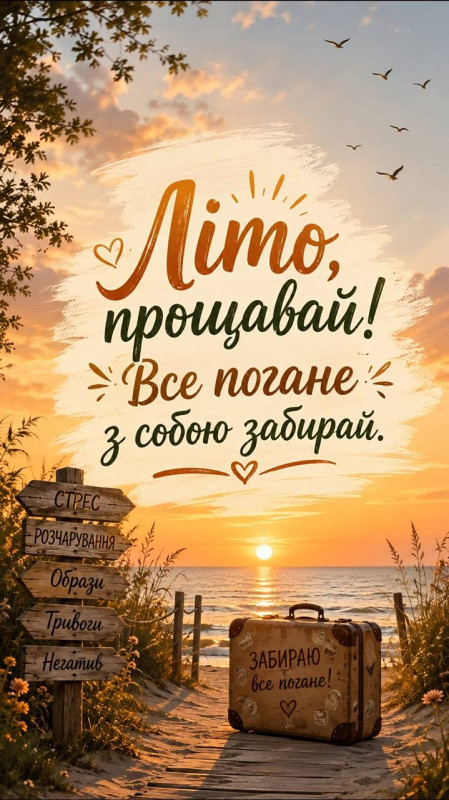 Листівка Літо, прощавай! Забирай все погане