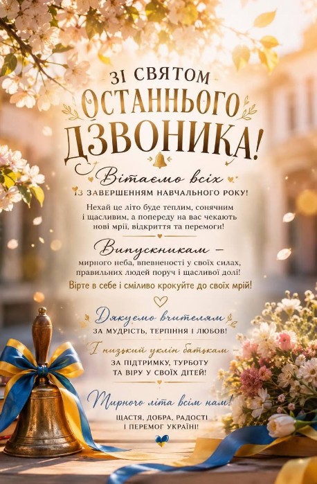 Із завершенням навчального року! Вітаємо всіх!