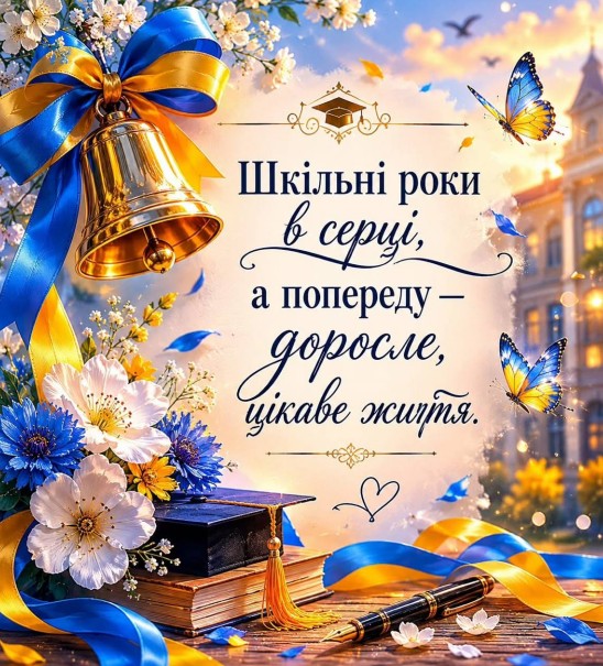Вітаємо із закінченням школи! Попереду- доросле життя!