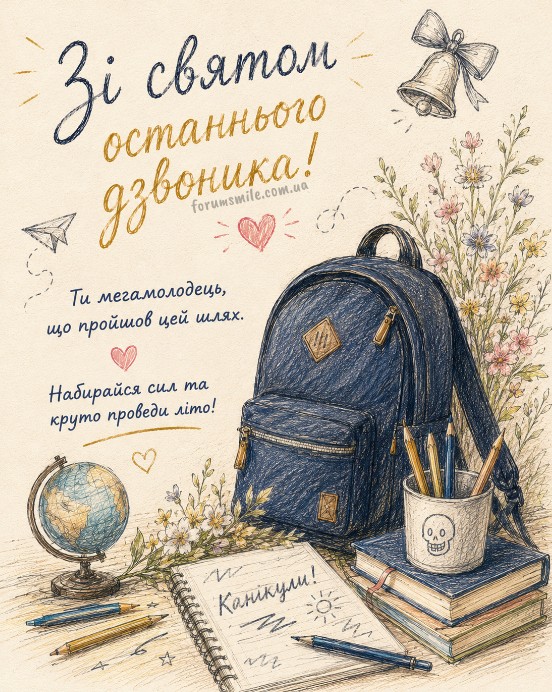Зі святом останньго дзвоника! Ти мегамолодець!