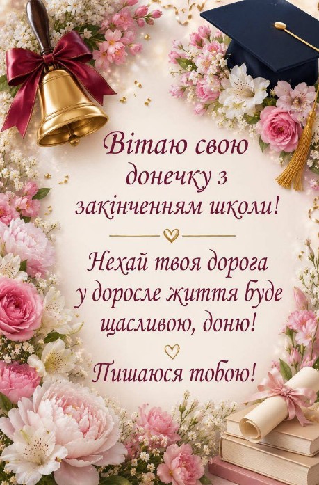 Вітаю донечку з закінченням школи!
