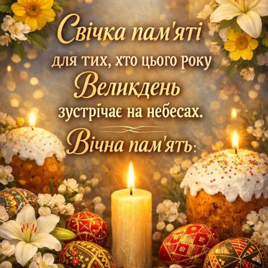 Листівка Свічка пам'яті на Великдень: пам’ять про близьких