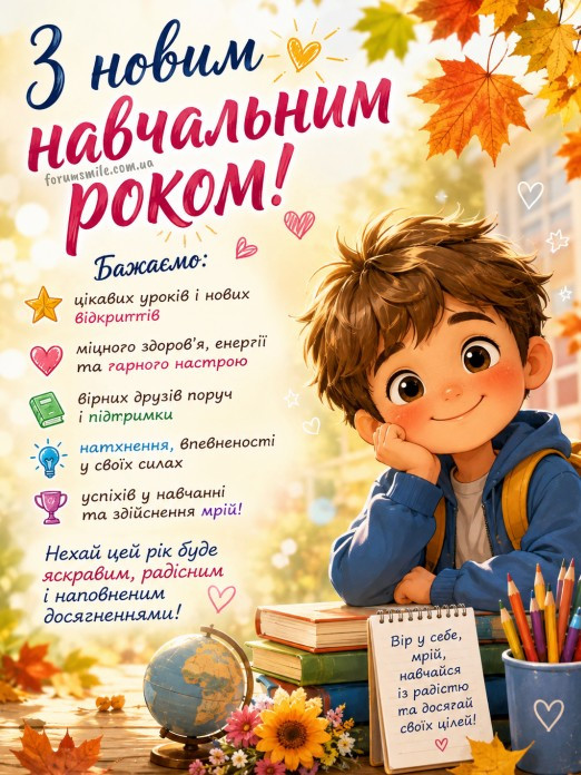 З новим навчальним роком! Бажаємо цікавих уроків і нових відкриттів!